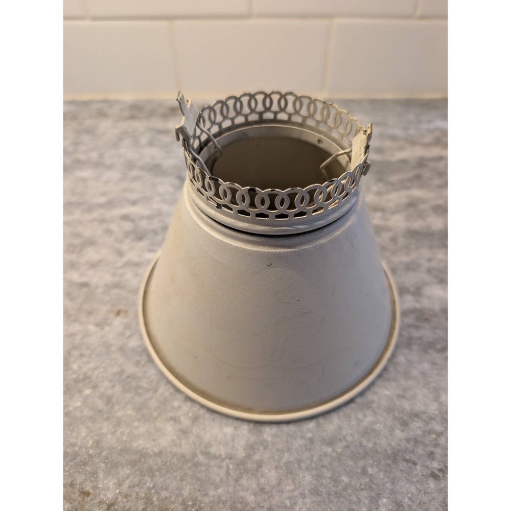 VINTAGE FRENCH WHITE METAL CLIP ON  LAMP SHADE